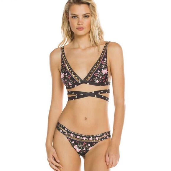 Agua Bendita Polly Selene Low Rise Bikini Bottom in Black L - Picture 1 of 8